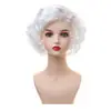 Peluca de Abuela Vieja de Halloween Peluca de Cabello Corto Rizado de Abuela Espectáculo de Enfermo de Abuelo Viejo de Mediana Edad Cubierta