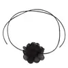 Collar Gargantilla de Flor Grande Estilo Francés Retro Moda Joyería Transfronteriza Europea y Americana con Borlas y Cadena para Atar al Cuello para Mujer