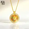 Nuevo Collar Colgante Brújula de Ocho Tesoros Giratoria con Esmalte Incrustado de Diamantes, Tendencia Nacional Estilo Chino, Diseño de Nicho de Lujo Ligero
