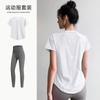 Traje de Ropa de Yoga de Malla para Mujer Ropa de Entrenamiento de Pilates Manga Corta Delgado Holgado Secado Rápido Running Deportes Fitness Top