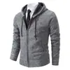 2023 Otoño e Invierno Nuevo Abrigo de Moda para Hombre Suéter Cárdigan con Capucha y Forro Polar Suéter Casual Grueso para Hombre