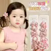 Goma para el pelo rosa con lazo y flor para niñas, Cuerda para el pelo de niña pequeña para trenzar, Pequeño accesorio elástico para el pelo