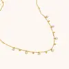 Collar de Cadena con Cuentas de Circonita en Forma de Gota Transfronterizo Europeo y Americano Acero Inoxidable Chapado en Oro de 18K Simple Moda Nicho de Alta Calidad