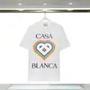 Camiseta Unissex de Manga Curta Verão Casa Masculina Transfronteiriça Casablanca Azul Quadrado Gradiente Estampa de Logo com Letras