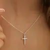 Collar Cruzado Clásico de Amazon Transfronterizo Nuevo Colgante Sencillo Cadena Joyería Collar Regalo para Fiesta de Cumpleaños