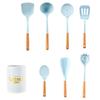 Set de Utensilios de Cocina de Silicona Azul de 12 Piezas Olla Antiadherente Espátula de Silicona Colador Pinza para Alimentos Cuchara para Sopa Cuchara para Cocinar Juego de Espátulas