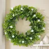 1PC Coroa de Buxo Artificial Verde para Primavera e Verão Guirlanda Luxuosa de Buxo Falso para Porta da Frente, Casa, Casamento, Pátio, Decoração Interna e Externa, Coroa Sazonal Realista para Pendurar na Porta, Varanda, Vitrine, Decoração de Jardim