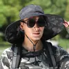 Homens Chapéu de Sol Verão Ao Ar Livre Montanhismo Viagem Protetor Solar UV Chapéu de Sol Chapéu Grande Aba Pesca Pescador Chapéu