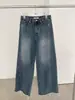 Calça Jeans Fan Sun Xh Estilo Coreano Cintura Alta Slim Fit Desfiada Dongdaemun Outono Novo Lavada Retrô Wide Leg