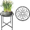Soporte de planta de hierro de estilo nórdico simple de suelo a suelo, soporte alto para plantas de interior y exterior, soporte para flores de rosa verde