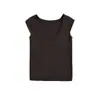 Estilo Puro Desejo Garota Picante Gola U Manga Curta Malha Camiseta Verão Nova Moda Versátil Emagrecedor Cor Lisa Camada Base Top