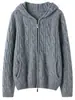 Suéter Cardigan de Malha Cashmere para Mulheres, Novo Modelo 2026, Luxo Leve Aconchegante Malha Trançada com Zíper Moletom Casaco