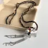 Colar com Pingente de Cavalo da Felicidade em Contas para Mulheres, Design Exclusivo com Sensação de Luxo, Corrente para Suéter Ano Zodiacal Outono/Inverno
