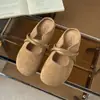 Chinelos Meia-Sola Moda Cabeça de Pão Macia Femininos 2026 Verão Novo Camurça Simples Versátil Slip-on Sandálias Sapatos de Exterior