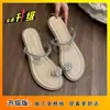 Zapatillas Hermosas de Tacón Grueso con Tira para el Dedo con Pedrería para Uso Exterior Verano 2025 Nuevas Sandalias de Una Tira Estilo Hada Sandalias de Playa