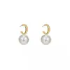 Pendientes Grandes de Perla Aguja de Plata S925 Pendientes Curvos Personalizados Más Fáciles de Combinar Pendientes Grandes Exagerados Pendientes Estilo Palacio