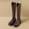 Botas largas ZHR para mujer, otoño 2023, nuevas, con punta redonda, adelgazantes, elegantes, combinables, sencillas, de color sólido, elegantes botas largas