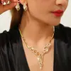 Conjunto de collar y pendientes con forma de hoja incrustados con diamantes, de lujo ligero, transfronterizo europeo y americano, para mujer, joyería de alta gama de moda al por mayor