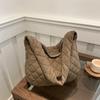 2024 Inverno Nova Chegada Bolsa Tote Transversal de Ombro Fashion Bordado Losango Feminina Cor Sólida Estilo Coreano Grande Capacidade Bolsa Casual