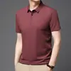 Polo Masculino para Negócios Cor Sólida Gola Quadrada Manga Curta Primavera e Verão Estilo Coreano Casual Moda Jovem Top Masculino Estiloso