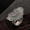 Anillo de Mariposa de Jade Blanco con Incrustaciones de Plata S925 Retro Diseño Original Auspicioso y Ruyi Apertura Personalidad Anillo de Plata Tailandesa Marea