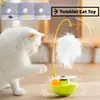 Juguete para Gatos tipo Tumbler con Palo Extraíble, Pluma y Bola Rascadora, Anti-Mordidas, Giratorio, Juguete Interactivo para Gatos Pequeños, Gatitos, Suministros Interesantes para Mascotas