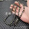 Colar de Ágata Dzi Jade Preto e Branco Ágata Vermelha Nove Olhos Três Olhos Seis Olhos Dente de Tigre Dzi Corrente de Suéter Corrente de Contas de Jade