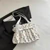 Bolsa Rosa de Bolinhas Estilo Delicado 2026 Bolsa Tote Plissada Material Macio Grande Capacidade Estudante Deslocamento Ombro Único Bolsa Feminina
