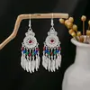 Pendientes de Borla de Plata Miao Estilo Étnico, Pendientes de Borla Turquesa Bohemios, Pendientes de Atracción Turística de Minorías Étnicas
