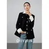 Jaqueta Curta Polo Manga Longa Color Block de Tweed para Mulheres, Novo Estilo Outono e Inverno 2026, Elegante Moda Inspirada em Chanel, Top de Lã