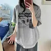 Camiseta de Manga Curta Estilo Neutro para Meninas e Crianças Maiores na Primavera e Verão, Blusa Soltinha de Algodão de Manga Meia para Alunos do Ensino Fundamental II e Ensino Médio