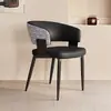 Silla de comedor para el hogar de lujo ligero estilo italiano, silla de tocador de ocio, silla de recepción y sala de reuniones de hotel de alta gama, silla de cuero cómoda con respaldo