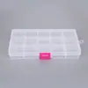 10 15 compartimentos caja de almacenamiento de aretes de múltiples rejillas caja de plástico transparente joyero caja de almacenamiento de cuentas
