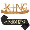 Set de Cinturón de Etiqueta de Tela con Purpurina de Corona para Hombre Corona de Rey del Baile de Graduación Tiara Regalo para Fiesta de Baile de Graduación