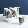 Juego de Taza de Agua de Cerámica Escandinava con Escurridor Sala de Estar Juego de Agua de Bienvenida Hermosa Taza Taza de Té de la Tarde con Rayas de Puntos