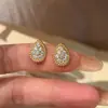Pendientes pequeños de gota de agua para mujer, chapados en oro champán de 18 quilates y oro rosa, diseño de nicho, estilo full diamond, estilo europeo y americano
