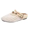 2026 Nuevo Modelo Zapatillas Tejidas Huecas de Camelia con Punta Cubierta para Mujer, Uso Exterior de Verano, Sandalias Perezosas Slip-On para Mujer