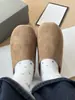 En Stock Chanclas de Medio Zapato Birkenstock de Suela Gruesa para Mujeres Menudas, Zapatillas de Una Pieza de Felpa Otoño/Invierno con Punta Cubierta, Zapatos Peludos