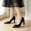 Saltos Altos Nude para Mulheres, Saltos Grossos, Versátil Elegante, Boca Rasa, Bico Fino, Saia Cheongsam, Sapatos de Trabalho para Madrinhas, Sapatilhas, Sapatos Femininos