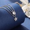 Colar Personalizado Elegante com Pingente de Estrela de Camada Dupla Micro-incrustada, Versátil e na Moda para Mulheres