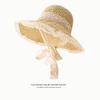 Chapéu de palha japonês das mulheres Lace Lace Beach Hepburn Style Vacation Small Fresh Sun Protection Sunshade Sun Hat Summer Wholesale