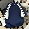 Camiseta Masculina Trendy Estilo Americano Cores Ins Color Block Gola Redonda Manga Curta, Top Fino para Esportes ao Ar Livre de Verão com Caimento Solto