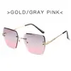 Nuevas Gafas de Sol de Moda Sin Montura con Borde Cortado y Marco Grande para Mujer Color Degradado Cuadradas Transfronterizas para Hombre Venta al por Mayor Europea y Americana 2025