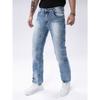 Calça Jeans Masculina Transfronteiriça, Calça Skinny de Denim Stretch, Slim Fit com Múltiplas Técnicas, Calça Masculina Azul Emagrecedora