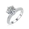 Anillo de Plata S925 Corona Seis Garras Moissanita, Un Quilate, Versátil, Gama Alta, Lujo Ligero, Personalizado, Anillo Abierto de Moda