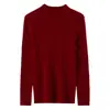 Cuello medio alto, nuevo modelo de otoño e invierno, 100% cachemira pura, camiseta interior de punto para mujer, corte ajustado, versátil, prenda interior de una sola pieza sin costuras