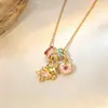Collar de Borla de Diamante de Color Esmalte Goteante de Lujo Ligero Estilo Francés para Mujer, Cadena de Clavícula Dulce Dopamina de Moda de Gama Alta