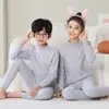 Conjunto de Ropa Interior Térmica de Algodón Otoñal para Niños, Camiseta Base de Algodón de Cuello Medio para Niñas, Pijama para Adolescentes