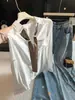 Camisa de Mujer de Manga Larga con Cuello de Bufanda con Cordones Estilo Francés Chic, Nueva para Verano 2026, con Mangas Tres Cuartos Opcionales