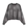 Sudaderas Cortas Cuidadosamente Seleccionadas para Hombres y Mujeres, Sudaderas con Capucha Holgadas de Otoño e Invierno, Sudaderas con Capucha Degradadas Lavadas y Desgastadas Retro Americano